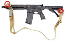 Vickers Coyote Brown Sling attached to M4 Carbine Blue-Force-Gear-109-600x400 (1).jpg